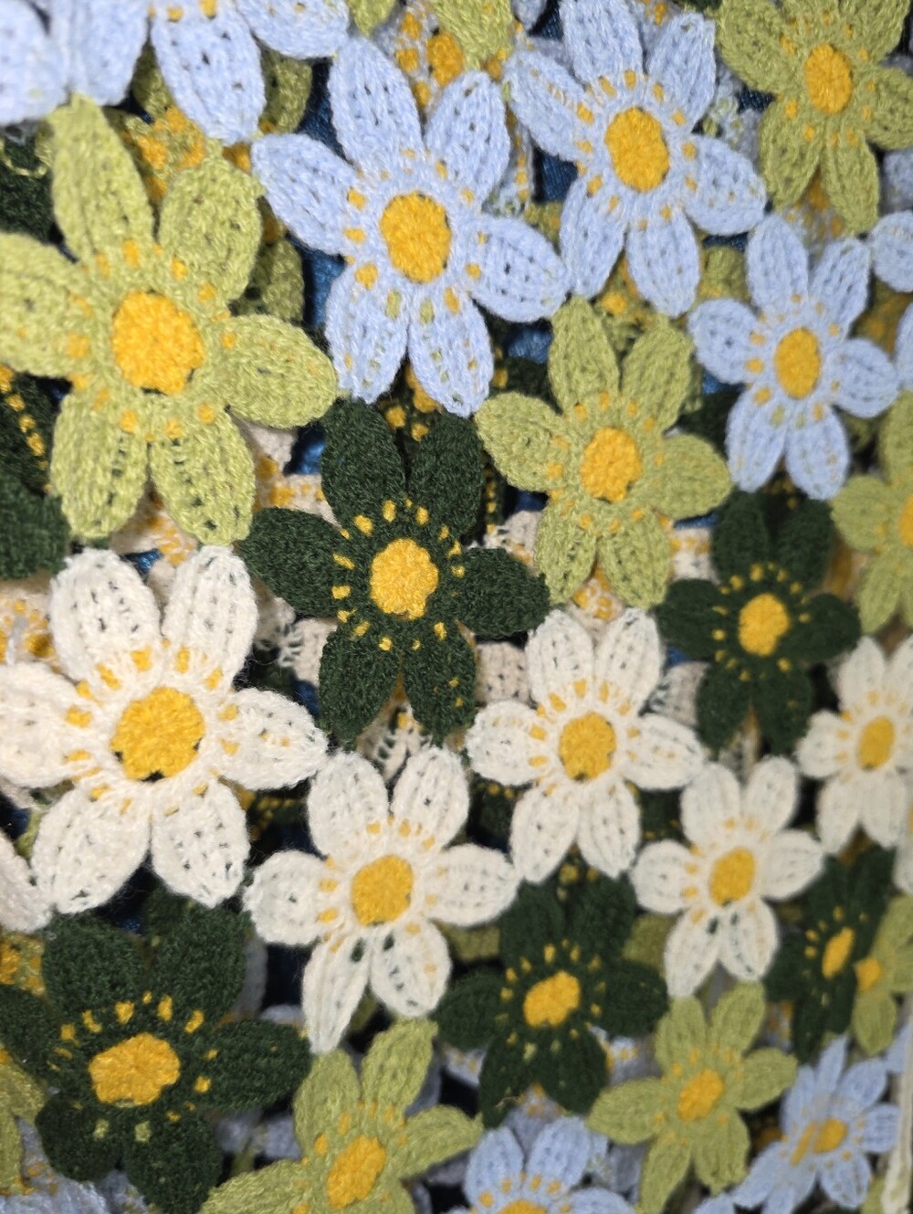 Cato Crochet Daisy Mesh Top in White, Yellow & Green - Picture 3 of 4